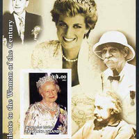 Westpoint Island (Falkland Islands) 2002 A Tribute to the Woman of the Century #1 Queen Mother imperf souvenir sheet unmounted mint (Also shows Diana, Einstein, Walt Disney & Akbert Schweitzer). Note this item is privately produce……Details Below