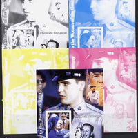 Westpoint Island (Falkland Islands) 2002 A Tribute to the Woman of the Century #4 Queen Mother souvenir sheet (Also shows Elvis, Babe Ruth & Walt Disney) - the set of 5 imperf progressive proofs comprising the 4 individual colours……Details Below