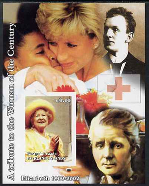 Westpoint Island (Falkland Islands) 2002 A Tribute to the Woman of the Century #5 Queen Mother imperf souvenir sheet unmounted mint (Also shows Diana & Marie Curie). Note this item is privately produced and is offered purely on it……Details Below