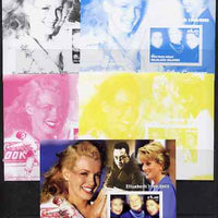 West Swan Island (Falkland Islands) 2002 A Tribute to the Woman of the Century #3 Queen Mother souvenir sheet (Also shows Diana & Marilyn) - the set of 5 imperf progressive proofs comprising the 4 individual colours plus all 4-col……Details Below