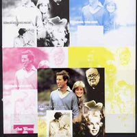 West Swan Island (Falkland Islands) 2002 A Tribute to the Woman of the Century #4 Queen Mother souvenir sheet (Also shows Charles, Diana, Churchill & Marilyn) - the set of 5 imperf progressive proofs comprising the 4 individual co……Details Below