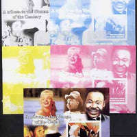 West Swan Island (Falkland Islands) 2002 A Tribute to the Woman of the Century #5 Queen Mother souvenir sheet (Also shows Martin Luther King,Gen Custer, Baseball & Marilyn) - the set of 5 imperf progressive proofs comprising the 4……Details Below