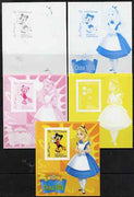 Somalia 2007 Disney - China 2008 Stamp Exhibition #09 m/sheet featuring Micky Mouse & Alice in Wonderland - the set of 5 imperf progressive proofs comprising the 4 individual colours plus all 4-colour composite, unmounted mint