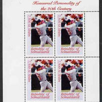 Somaliland 2000 Honoured Personality of the 20th Century - Mark McGuire perf sheetlet containing 4 values, unmounted mint. Note this item is privately produced and is offered purely on its thematic appeal