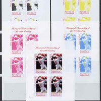 Somaliland 2000 Honoured Personality of the 20th Century - Mark McGuire sheetlet containing 4 values - the set of 5 imperf progressive proofs comprising 2, 3 and all 4-colour composites, unmounted mint