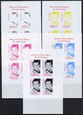 Somaliland 2000 Honoured Personality of the 20th Century - Princess Diana sheetlet containing 4 values - the set of 5 imperf progressive proofs comprising 2, 3 and all 4-colour composites, unmounted mint