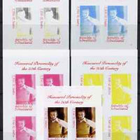 Somaliland 2000 Honoured Personality of the 20th Century - Walt Disney sheetlet containing 4 values - the set of 5 imperf progressive proofs comprising 2, 3 and all 4-colour composites, unmounted mint