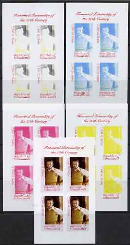Somaliland 2000 Honoured Personality of the 20th Century - Walt Disney sheetlet containing 4 values - the set of 5 imperf progressive proofs comprising 2, 3 and all 4-colour composites, unmounted mint