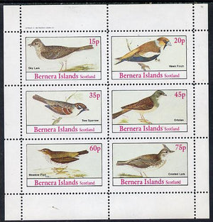 Bernera 1982 Birds #13 (Sky Lark, Pipit, Sparrow, etc) perf set of 6 values (15p to 75p) unmounted mint