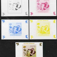 Guinea - Bissau 2009 Butterflies & Flowers #3 individual deluxe sheet - the set of 5 imperf progressive proofs comprising the 4 individual colours plus all 4-colour composite, unmounted mint