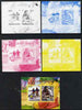 Benin 2007 Beijing Olympic Games #04 - Rowing (1) s/sheet containing 2 values (Disney characters in background) - the set of 5 imperf progressive proofs comprising the 4 individual colours plus all 4-colour composite, unmounted mint