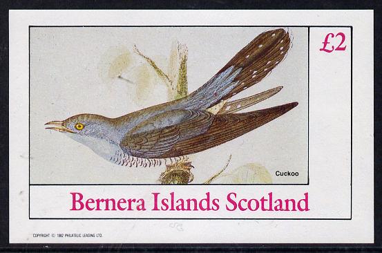 Bernera 1982 Birds #13 (Cuckoo) imperf deluxe sheet (£2 value) unmounted mint