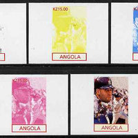 Angola 2001 American Sports Stars - Baseball - the set of 5 imperf progressive proofs comprising colour combinations plus all 5-colour composite, unmounted mint
