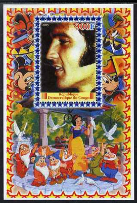 Congo 2005 Elvis Presley #01 perf s/sheet with Disney characters in background unmounted mint