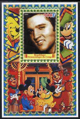 Congo 2005 Elvis Presley #04 perf s/sheet with Disney characters in background unmounted mint