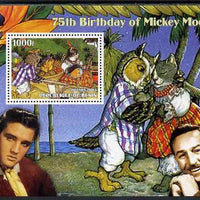 Benin 2003 75th Birthday of Mickey Mouse - The Owl & the Pussy Cat #3 (also shows Elvis & Walt Disney) perf m/sheet unmounted mint. Note this item is privately produced and is offered purely on its thematic appeal