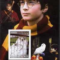 Benin 2003 Owls perf m/sheet with Harry Potter in background, unmounted mint. Note this item is privately produced and is offered purely on its thematic appeal