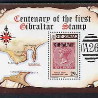 Gibraltar 1986 Stamp Centenary perf m/sheet unmounted mint, SG MS539
