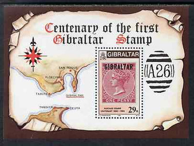 Gibraltar 1986 Stamp Centenary perf m/sheet unmounted mint, SG MS539