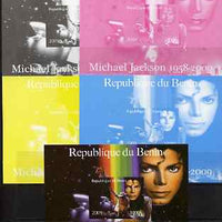 Benin 2009 Michael Jackson m/sheet - the set of 5 imperf progressive proofs comprising the 4 individual colours plus all 4-colour composite, unmounted mint