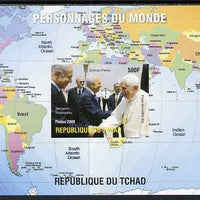 Chad 2009 World Personalities - The Pope, Shimon Peres & Netanyahu imperf s/sheet unmounted mint