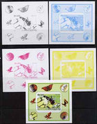 St Thomas & Prince Islands 2008 Butterfly #3 large individual deluxe sheet - the set of 5 imperf progressive proofs comprising the 4 individual colours plus all 4-colour composite, unmounted mint