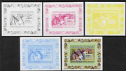 Guinea - Conakry 2007 Owls & Fungi #1 deluxe sheetlet - the set of 5 imperf progressive proofs comprising the 4 individual colours plus all 4-colour composite, unmounted mint as Yv 519 but design reversed