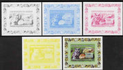 Guinea - Conakry 2007 Owls & Fungi #2 deluxe sheetlet - the set of 5 imperf progressive proofs comprising the 4 individual colours plus all 4-colour composite, unmounted mint as Yv 520 but design reversed