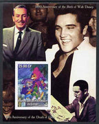 Congo 2002 Birth Centenary of Walt Disney & 25th Anniversary of Death of Elvis #1 imperf m/sheet unmounted mint. Note this item is privately produced and is offered purely on its thematic appeal