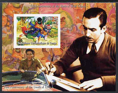 Congo 2002 Birth Centenary of Walt Disney & 25th Anniversary of Death of Elvis #6 imperf m/sheet unmounted mint. Note this item is privately produced and is offered purely on its thematic appeal