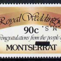 Montserrat 1982 Official & Surcharged 45c OHMS on 90c Royal Wedding (long stamp) with surcharge inverted unmounted mint SG O54c