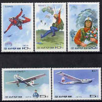 North Korea 1975 National Defence perf set of 5 (Aircraft & Parachutes) unmounted mint SG N1440-44
