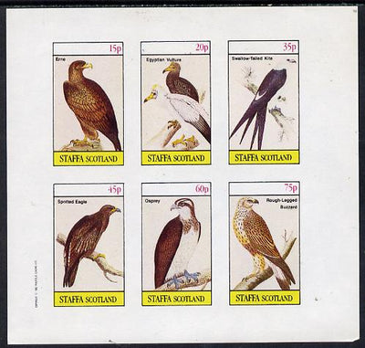 Staffa 1982 Birds of Prey #07 (Erne, Osprey, Kite etc) imperf set of 6 values (15p to 75p) unmounted mint