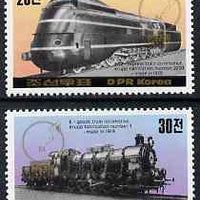 North Korea 1984 Essen Stamp fair - Railway Locomotives perf set of 2 unmounted mint SG N2397-98