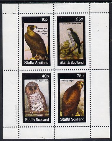 Staffa 1982 Birds of Prey #08 (Golden & Grey Eagles, Hawk & Owl) perf,set of 4 values (10p to 75p) unmounted mint