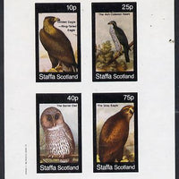 Staffa 1982 Birds of Prey #08 (Golden & Grey Eagles, Hawk & Owl) imperf,set of 4 values (10p to 75p) unmounted mint