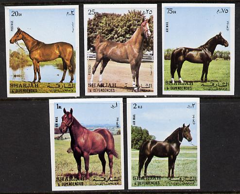 Sharjah 1972 Horses imperf set of 5 unmounted mint (Mi 1006-10B)