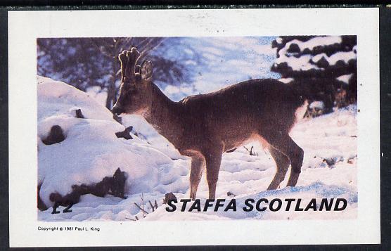 Staffa 1981 Deer imperf deluxe sheet (£2 value) unmounted mint