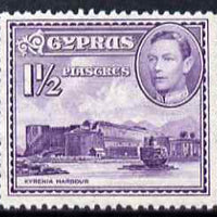 Cyprus 1938-51 KG6 Kyrenia Harbour 1.5pi violet unmounted mint, SG 155a