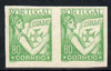 Portugal 1931 Lusiad 80c green imperf pair on gummed paper, unmounted mint as SG 846