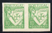 Portugal 1931 Lusiad 80c green imperf pair on gummed paper, unmounted mint as SG 846