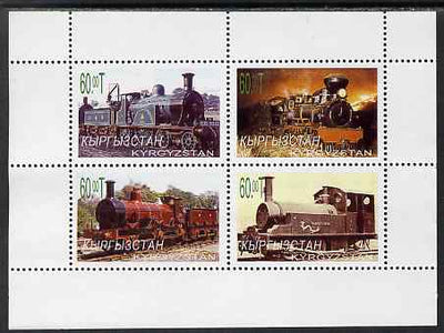 Kyrgyzstan 2000 Steam Locomotives perf sheetlet containing set of 4 values unmounted mint