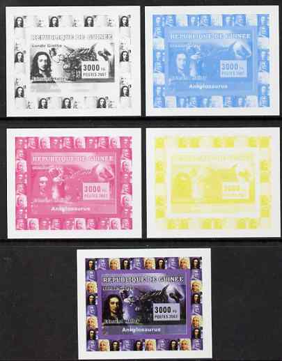 Guinea - Conakry 2007 Dinosaurs & Halleys Comet #1 individual deluxe sheet - the set of 5 imperf progressive proofs comprising the 4 individual colours plus all 4-colour composite, unmounted mint