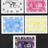 Guinea - Conakry 2007 Dinosaurs & Halleys Comet #3 individual deluxe sheet - the set of 5 imperf progressive proofs comprising the 4 individual colours plus all 4-colour composite, unmounted mint
