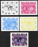 Guinea - Conakry 2007 Dinosaurs & Halleys Comet #3 individual deluxe sheet - the set of 5 imperf progressive proofs comprising the 4 individual colours plus all 4-colour composite, unmounted mint