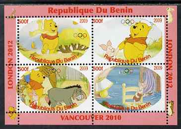Benin 2009 Pooh Bear & Olympics #01 perf sheetlet containing 4 values unmounted mint. Note this item is privately produced and is offered purely on its thematic appeal