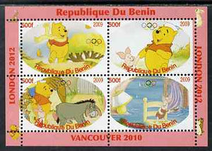 Benin 2009 Pooh Bear & Olympics #01 perf sheetlet containing 4 values unmounted mint. Note this item is privately produced and is offered purely on its thematic appeal