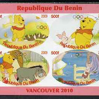 Benin 2009 Pooh Bear & Olympics #01 imperf sheetlet containing 4 values unmounted mint. Note this item is privately produced and is offered purely on its thematic appeal