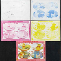 Benin 2009 Pooh Bear & Olympics #01 sheetlet containing 4 values, the set of 5 imperf progressive proofs comprising the 4 individual colours plus all 4-colour composite, unmounted mint