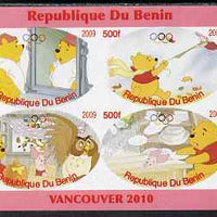 Benin 2009 Pooh Bear & Olympics #02 imperf sheetlet containing 4 values unmounted mint. Note this item is privately produced and is offered purely on its thematic appeal